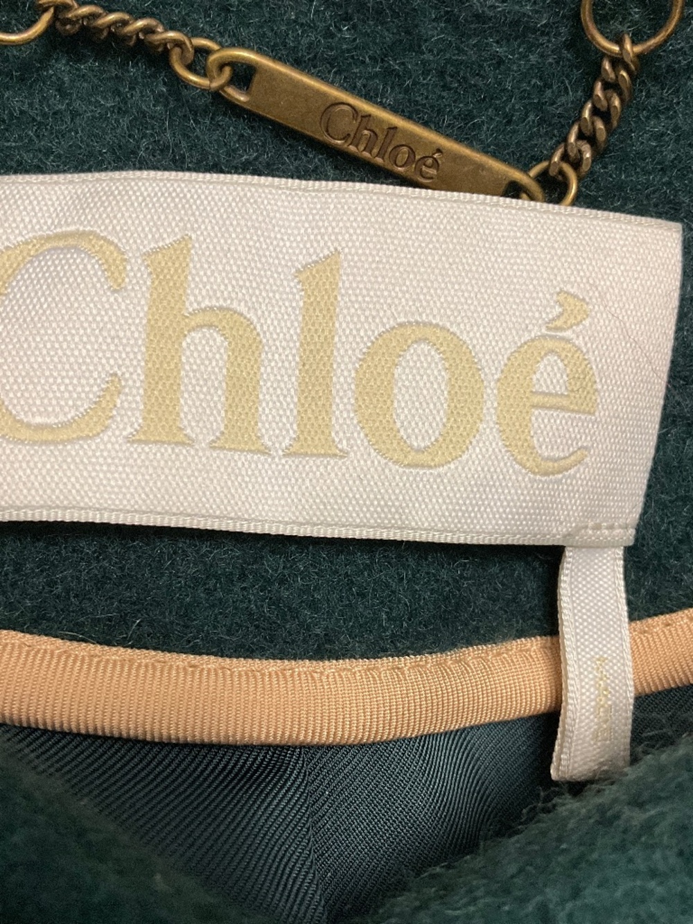 CHLOE LIGHTLESS GREEN WOOL AND MOHAIR CAPE - Picture 4 of 5